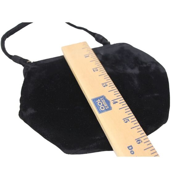 VINTAGE PEGI PARIS BLACK VELVET TOP HANDLE FRAME CLASP SATCHEL HANDBAG PURSE - Picture 10 of 12